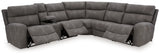 Next-Gen DuraPella sectional console with storage and cup holders