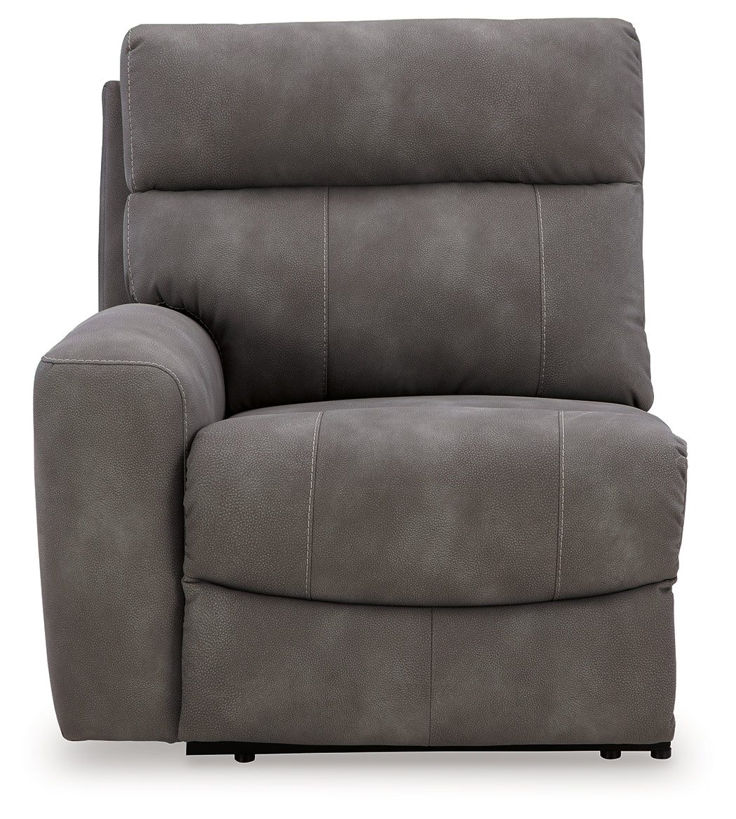 Sectional left-arm facing power recliner close-up