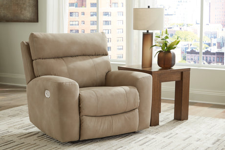 Reclined position of Next-Gen DuraPella Sand Microfiber Power Recliner