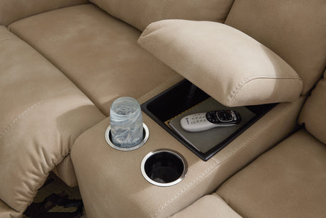 Close-up of sectional's textured sand microfiber fabric