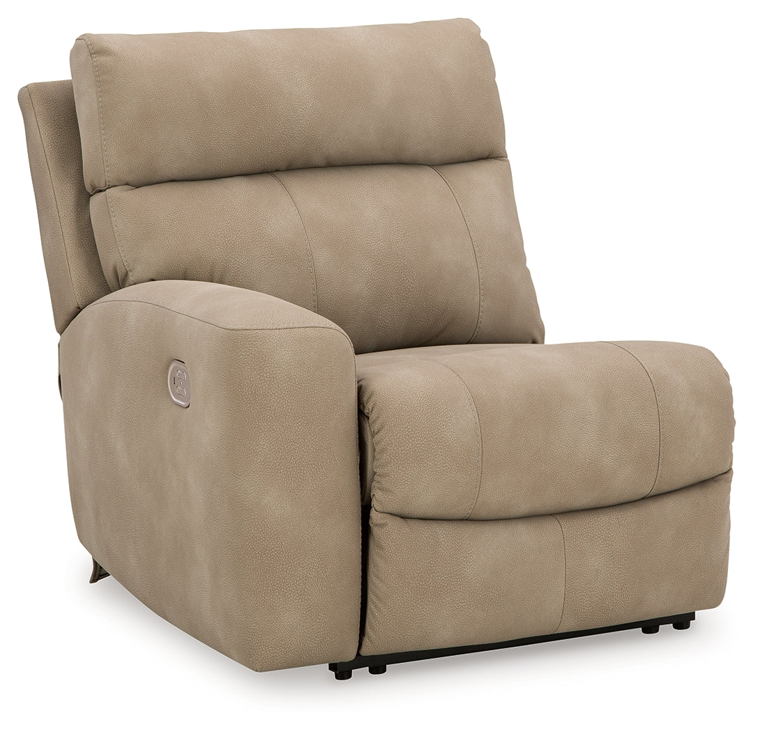 Power recliner with footrest extended angled view