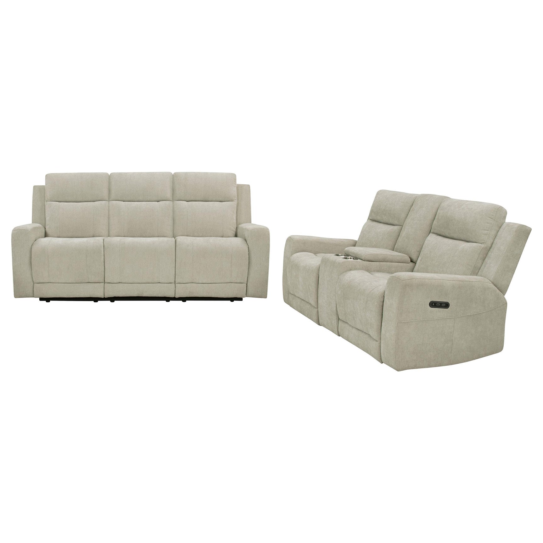 Kennett 2-piece Chenille Power Reclining Sofa Set Ivory