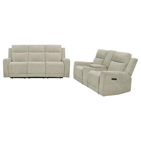 Kennett loveseat with center console open