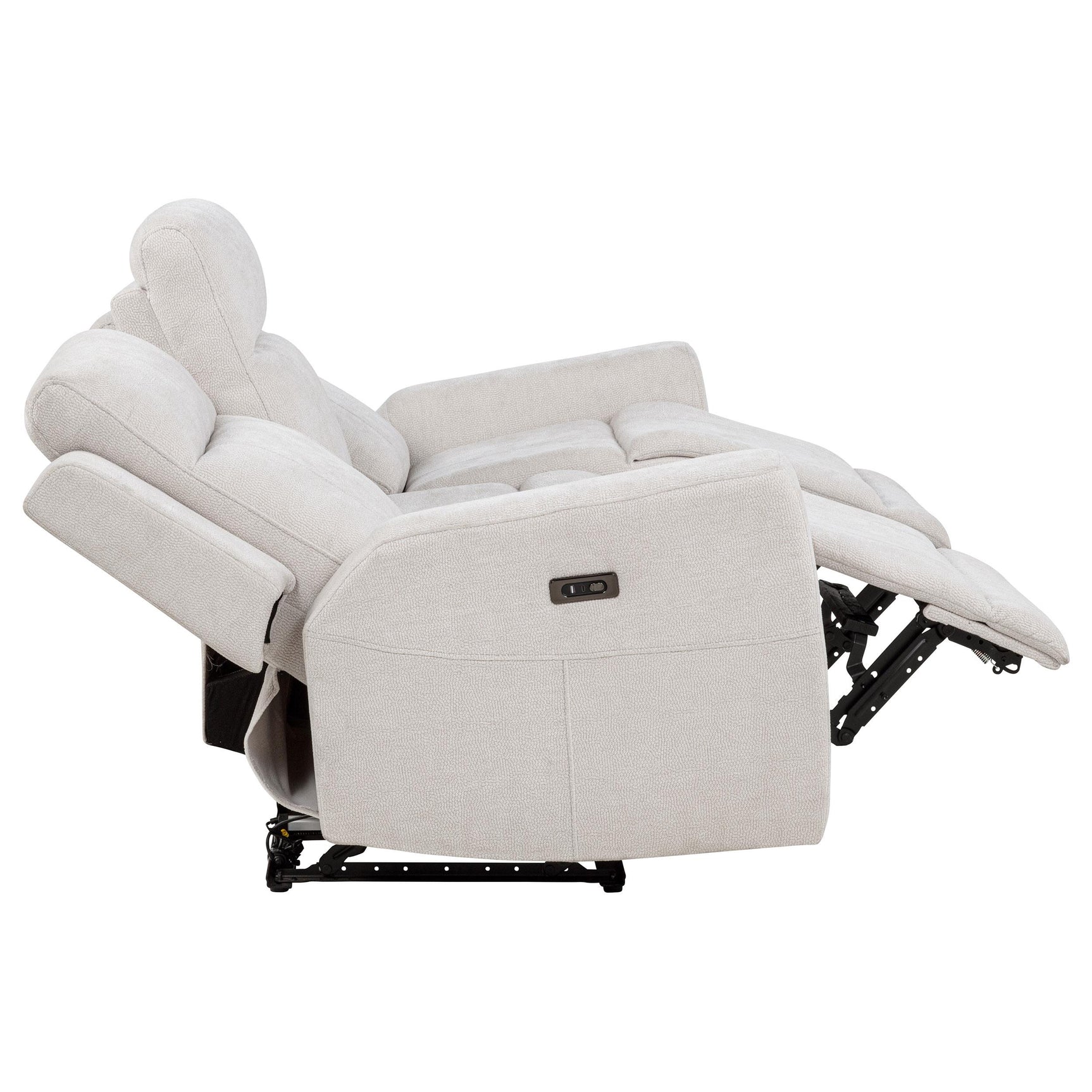 Side view of the power reclining sofa