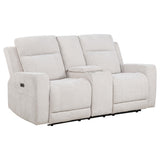 Loveseat reclining with console open