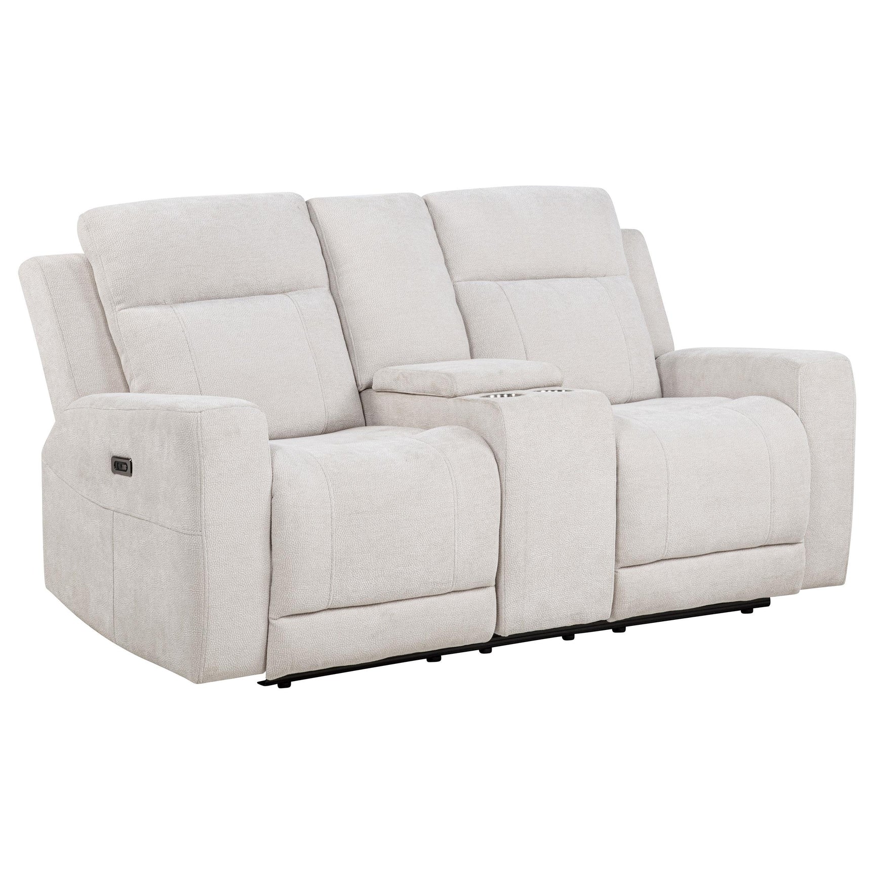 Loveseat reclining with console open