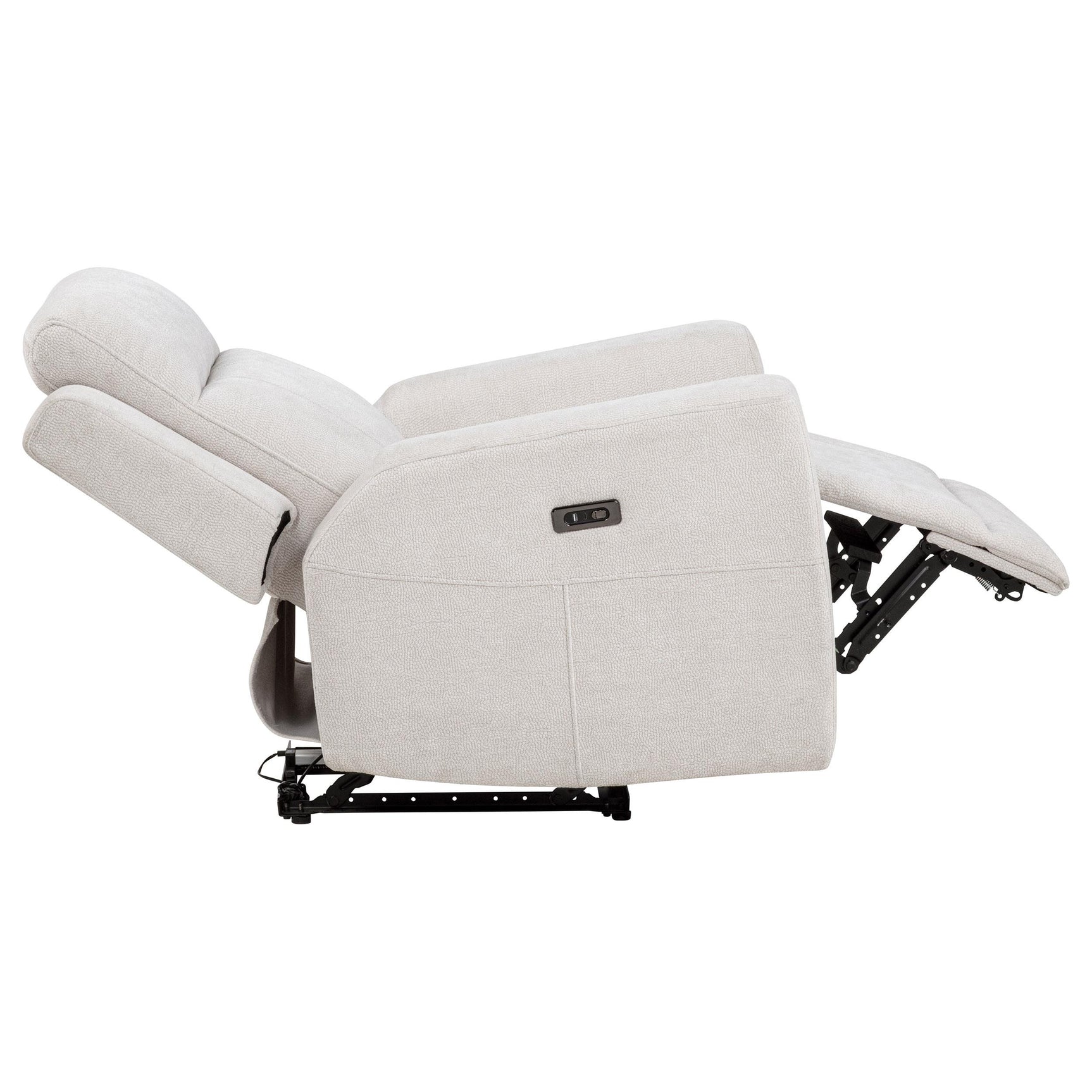 Ivory chenille fabric armrest detail