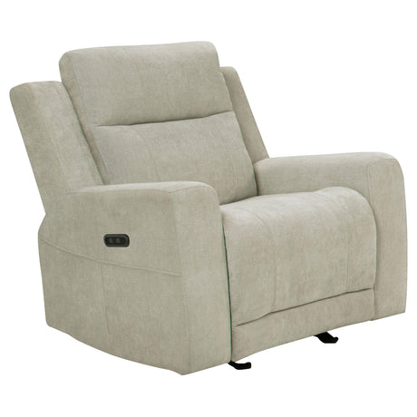 Kennett Ivory Chenille Upholstered Power Recliner Chair side angle
