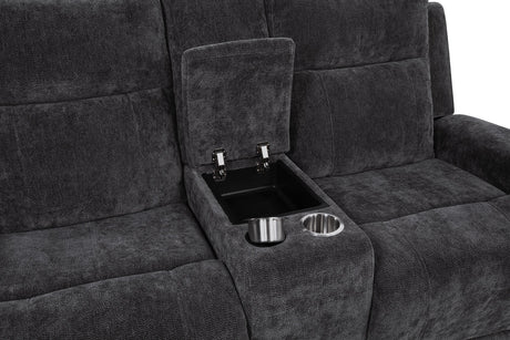 Lift-top storage compartment inside console