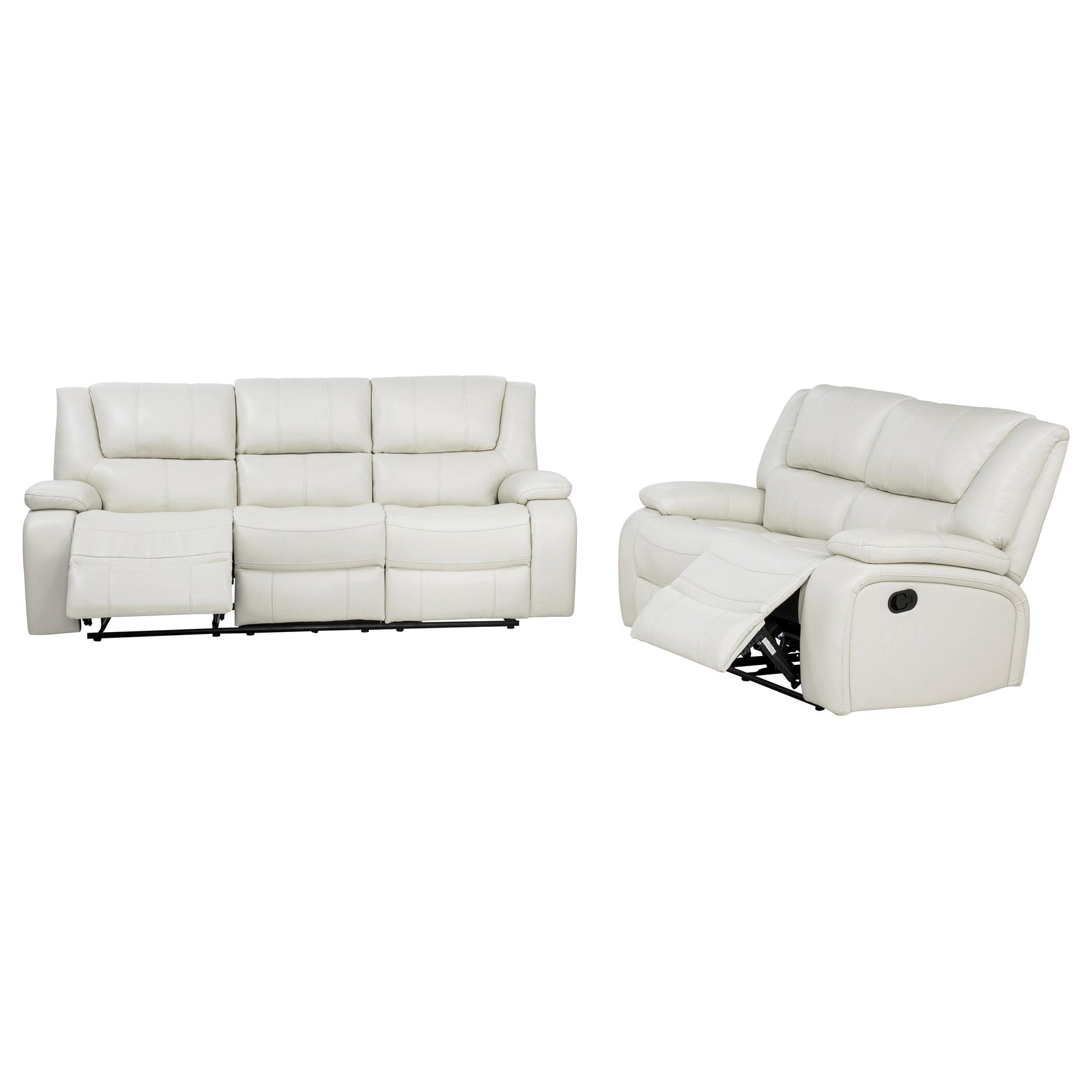 Closeup of camila white leatherette upholstery