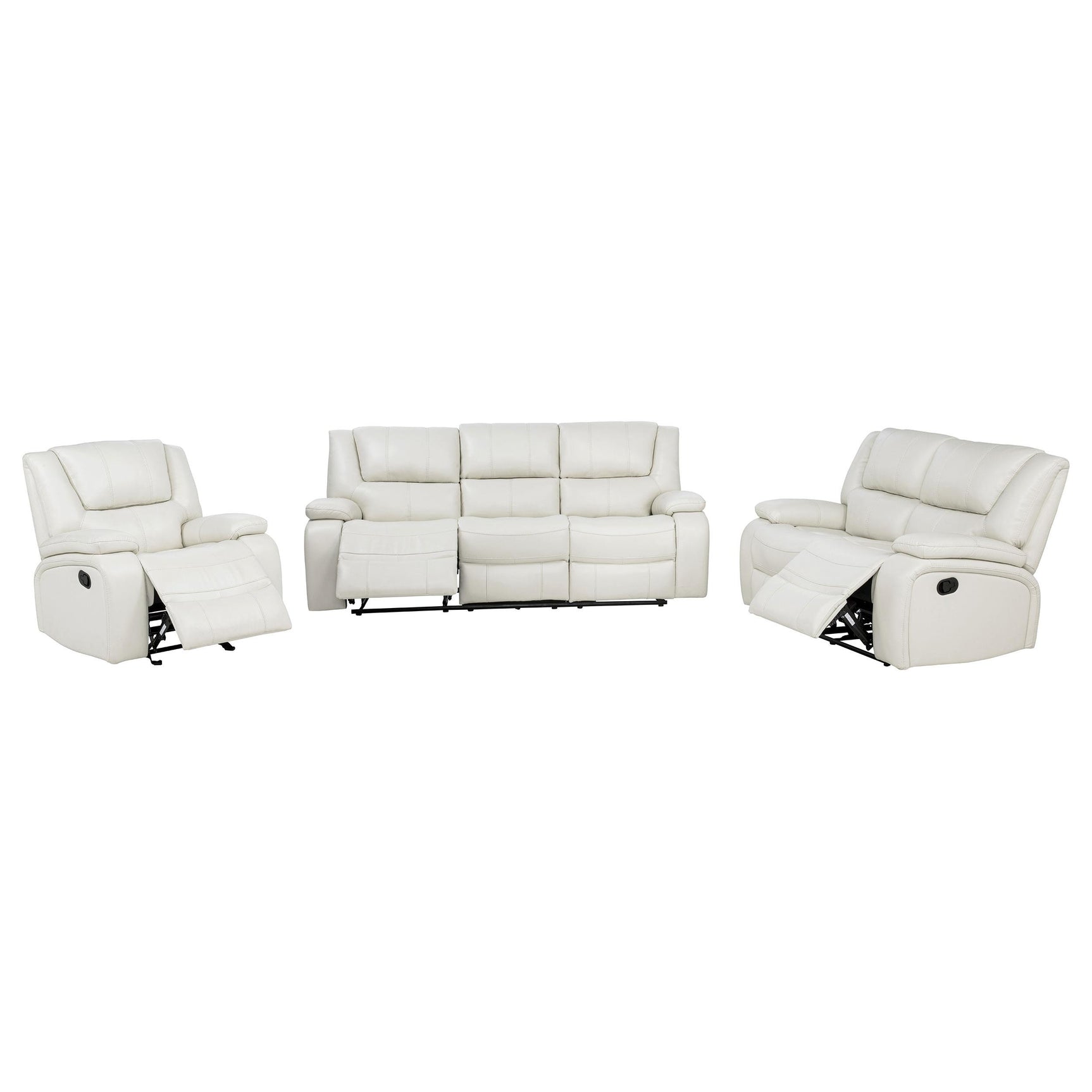 Camila 3-piece Upholstered Reclining Sofa Set White