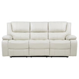 Arm detail with padded pillow arms and brown stitching on Camila sofa