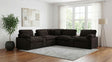 Side view of Collins 7-piece modular power reclining sectional with cup holders