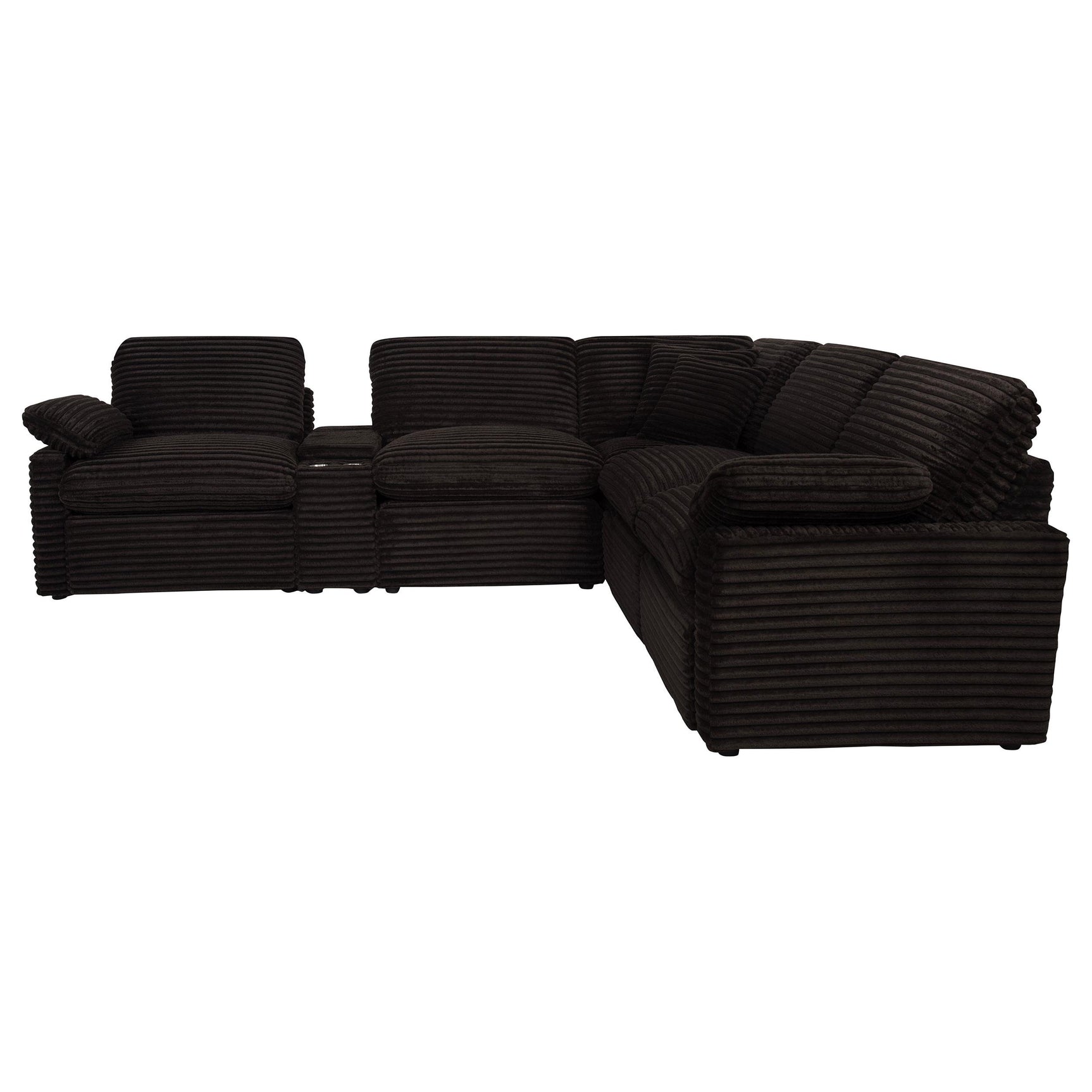 Side view of sectional showing black legs