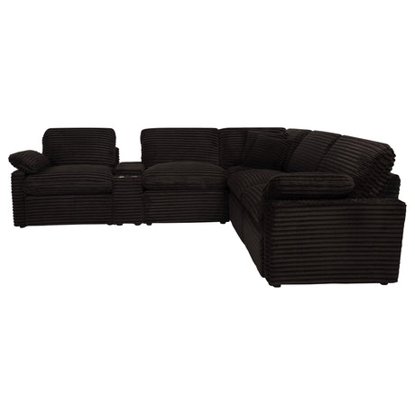 Side view of sectional showing black legs