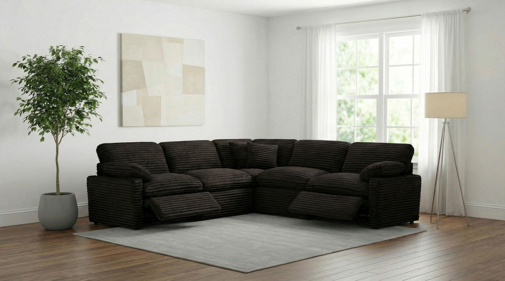 Side view of Collins modular sectional in chocolate brown