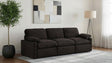 Side view of Collins modular power sofa in chocolate brown
