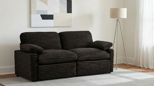 Collins loveseat side angle showing power recline mechanism