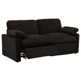 View of black plastic legs and loveseat frame