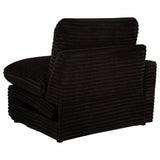 Back view showing fabric upholstery