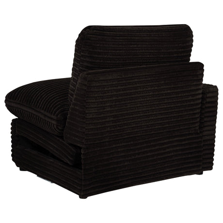 Back view showing fabric upholstery