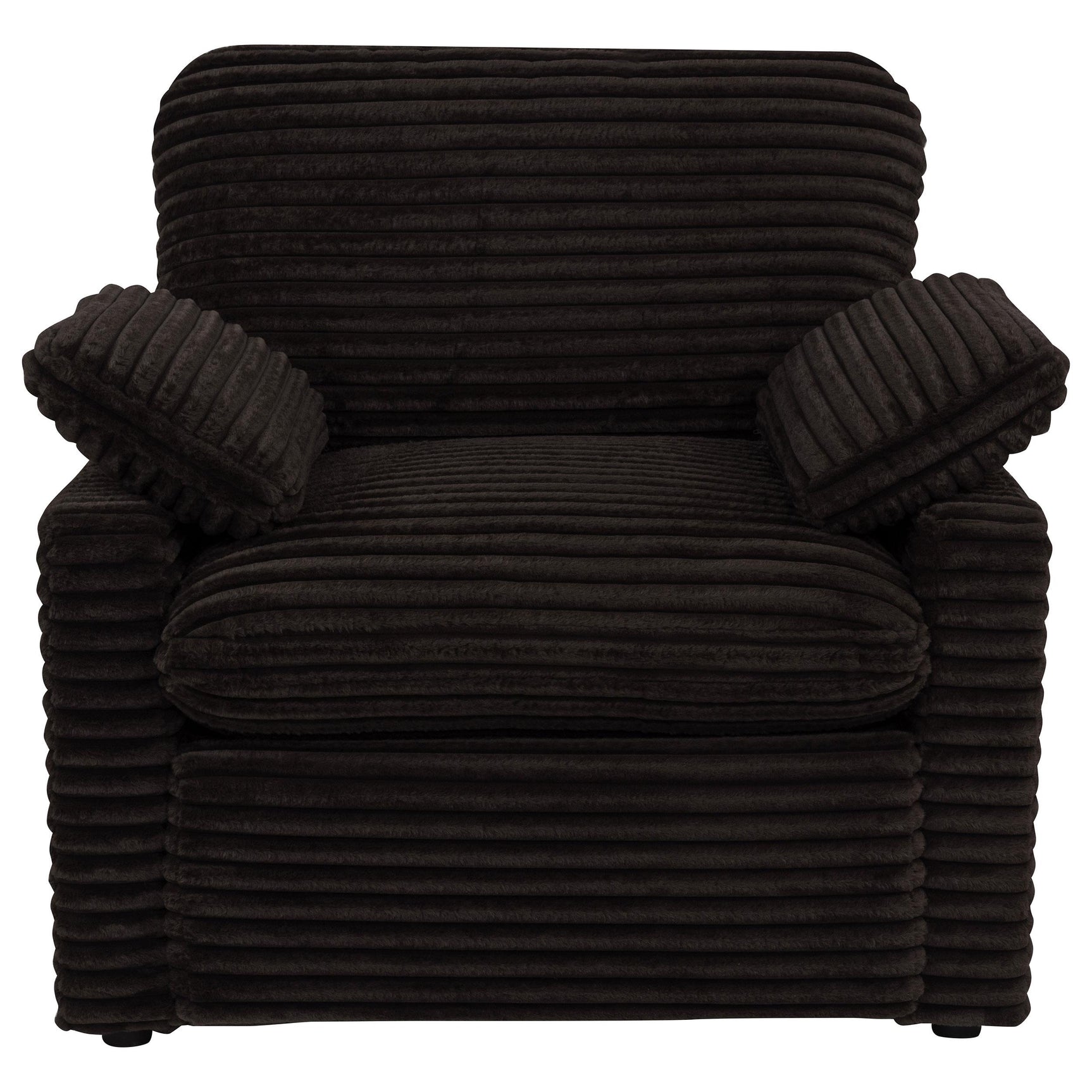 Black plastic legs of Collins recliner chair