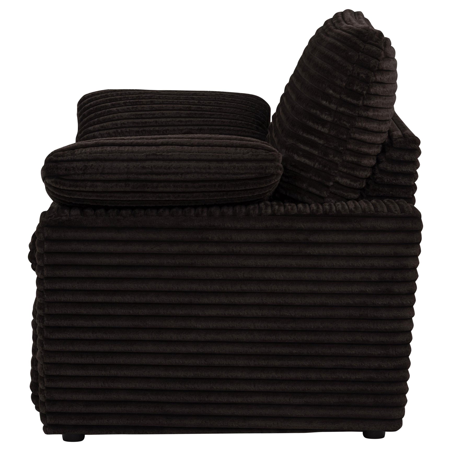 Seated position of recliner showing cushion comfort