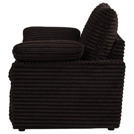 Seated position of recliner showing cushion comfort
