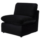 Side view of Collins modular armless chair in black