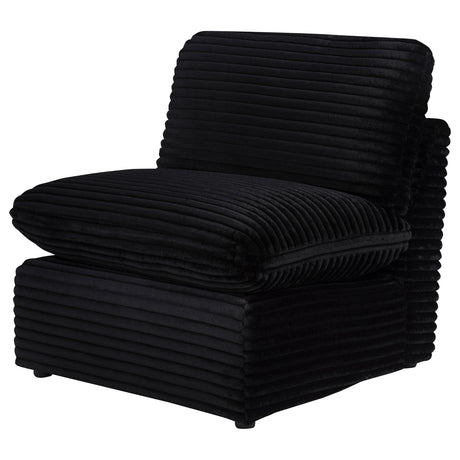 Side view of Collins modular armless chair in black