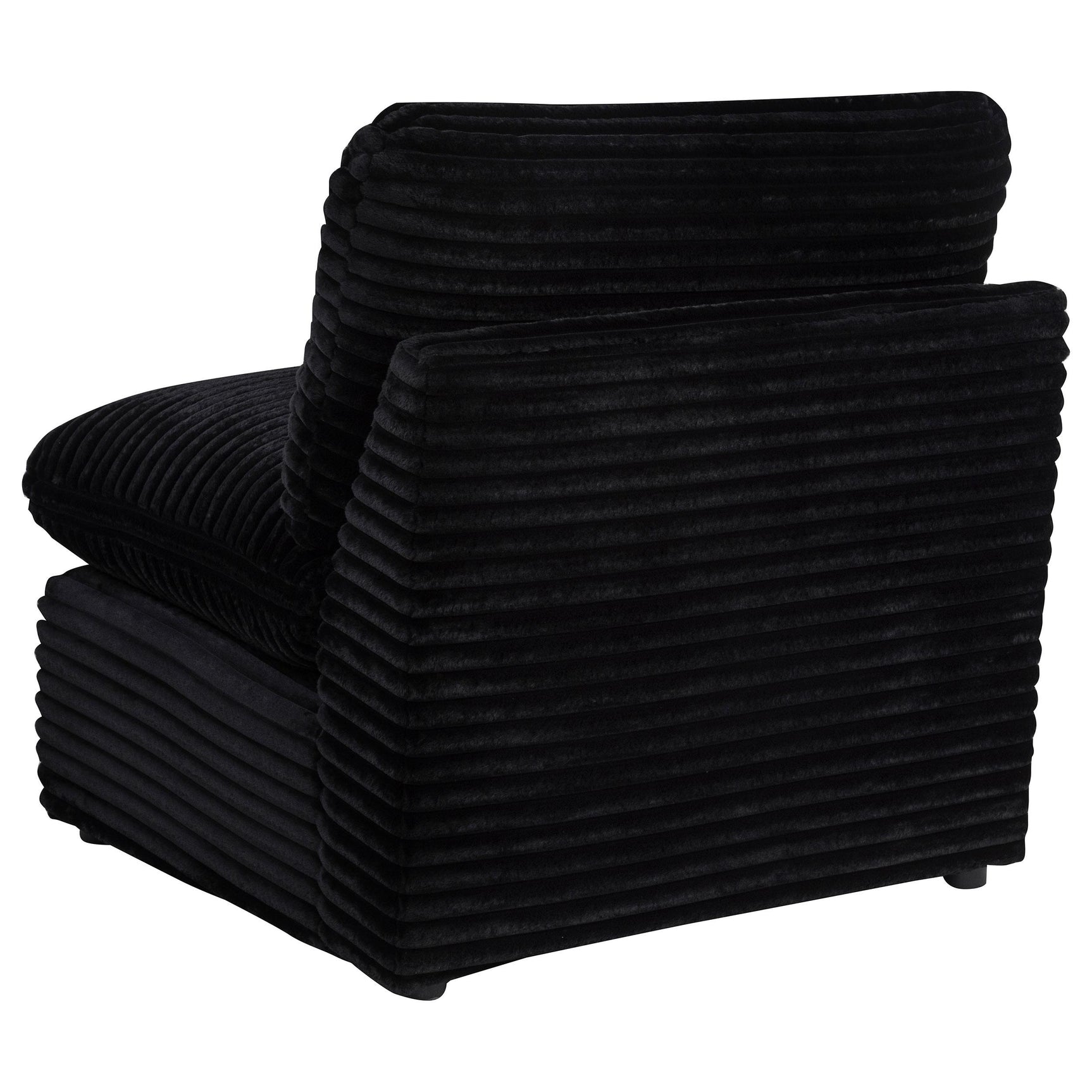 Collins modular armless chair showing black plastic legs