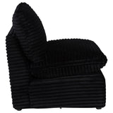 Detailed view of armrest and upholstery fabric