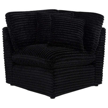 Black fabric texture and armrest of Collins sectional