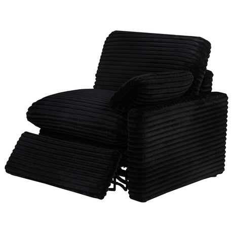 Recliner extended position with power mechanism visible