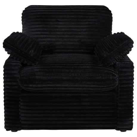 Metal and plastic base supporting recliner chair