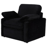 Back of Collins power recliner chair showing webbing construction