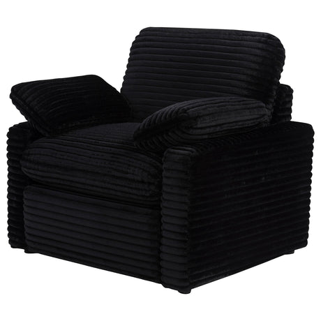 Back of Collins power recliner chair showing webbing construction