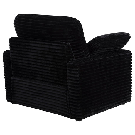 Close-up of reversible seat cushion on recliner