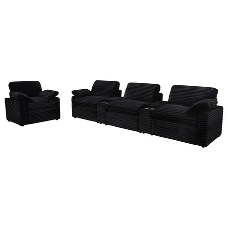 Side profile of recliner chair angled view