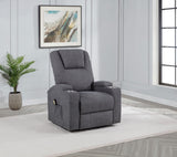 Louie Grey Chenille Power Lift Massage Recliner angled side view