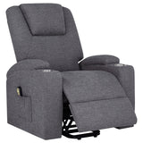 Louie Grey Chenille Power Lift Massage Recliner powered control panel