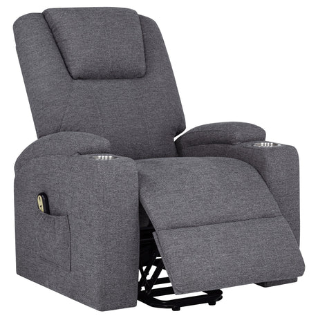 Louie Grey Chenille Power Lift Massage Recliner powered control panel