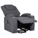 Louie Grey Chenille Power Lift Massage Recliner seated position
