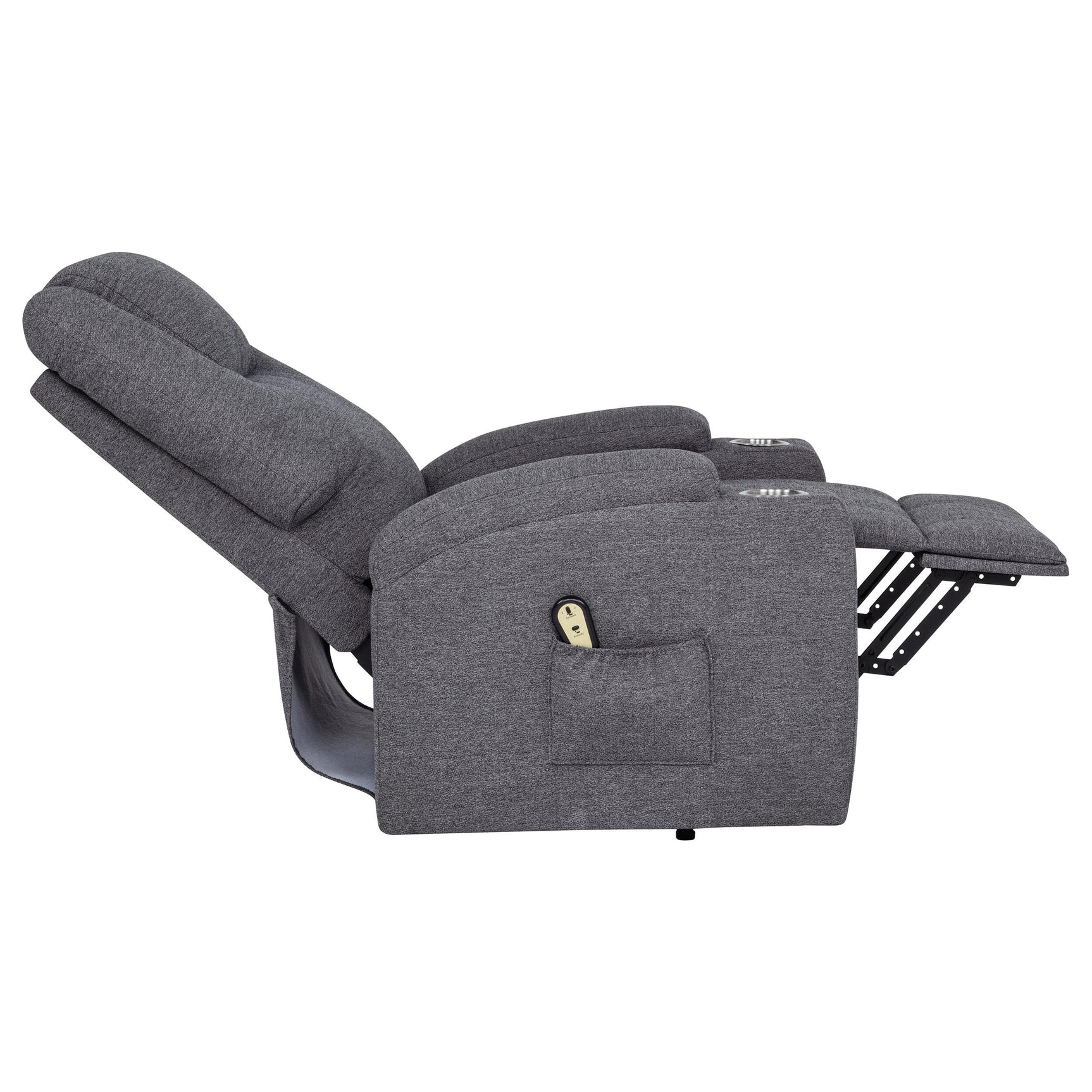 Louie Grey Chenille Power Lift Massage Recliner fabric texture close-up