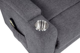 Louie Grey Chenille Power Lift Massage Recliner cushion detail