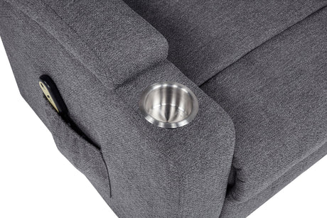 Louie Grey Chenille Power Lift Massage Recliner cushion detail