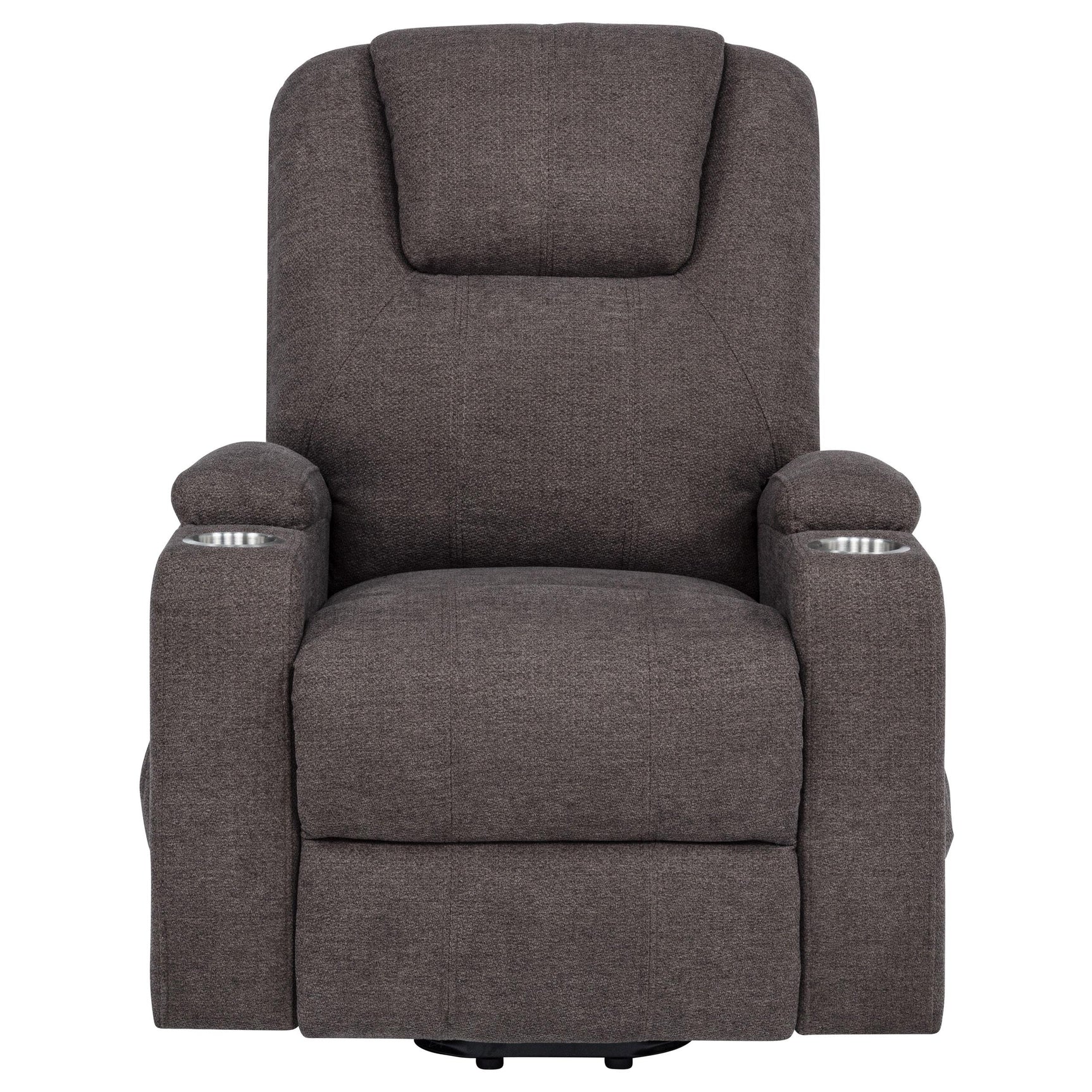 Louie Chenille Upholstered Power Lift Massage Recliner in Brown