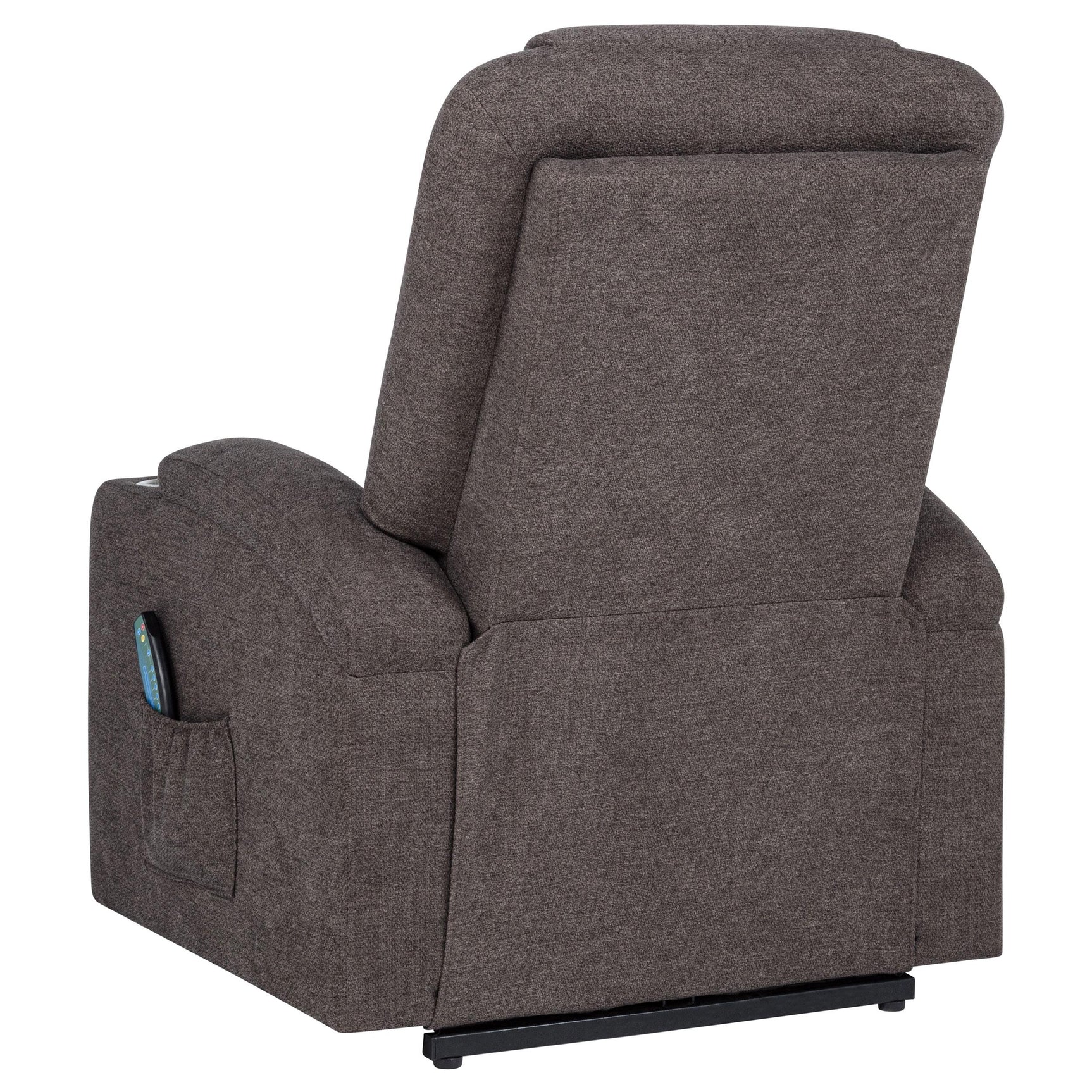 Louie Chenille Upholstered Power Lift Massage Recliner in Brown