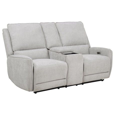 Relaxed recline position of loveseat with extended footrest