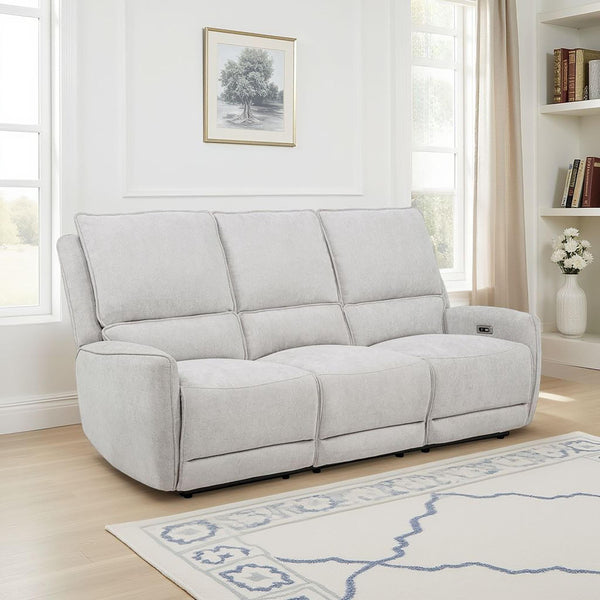 Sylmar reclining sofa side angle with power control visible